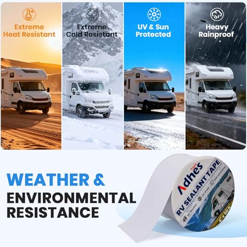 ADHES White Butyl Sealant Tape 4 Inch x 50 FT – Single-Sided Waterproof RV Roof Repair Tape, Leak-Proof Sealant for Camper, Window, Skylight, and Roof Edge - style: 4in x 50ft
