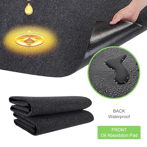 Car Garage Floor Mat, Absorbent Oil & Water Resistant Flooring Carpet, 35" x 60" Cuttable Non-slip Protection Rug, Foldable Maintenance Mat for Cars Motorcycles (Dark Gray)