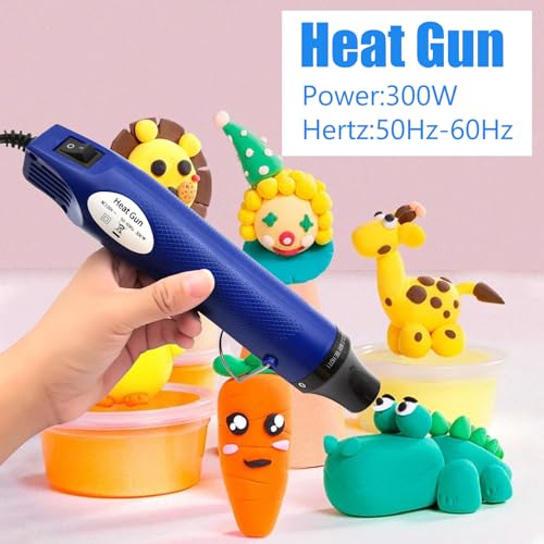 Mini Heat Gun, Portable Hot Air Gun Tool for DIY Crafts Heat Shrink Gun for Epoxy Resin, Embossing, Shrinking Wrapping Drying Paint Removing Stickers (Blue) - color: Blue