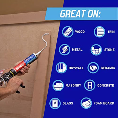 Loctite Power Grab Express All Purpose Construction Adhesive, 9 fl oz Cartridge, 1 Pack - Versatile Construction Glue for Cement, Tile, Wall & More - size: 1 Pack, style: 9 fl oz