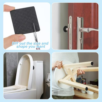 93pcs Anti Slide Furniture Grips,8 Sizes of Nons Slip Pad, 3 Styles of Noise-Reducing Self-Adhesive Non Slips Pad, Chair Leg Floor Protectors for Various Furniture Legs, Black