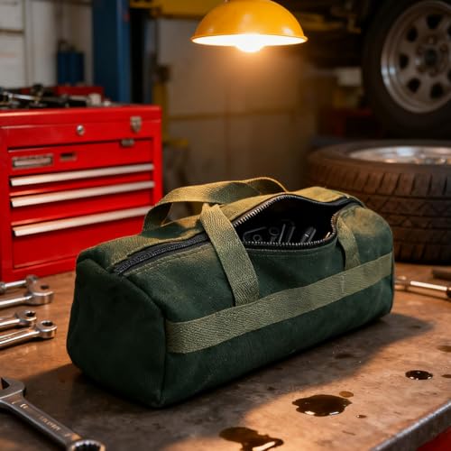 Portable Multi-Purpose Canvas Tool Organizer,Heavy-Duty Storage Tote,Perfect for Car Repair,Plumbing,Home Improvement,and Crafts