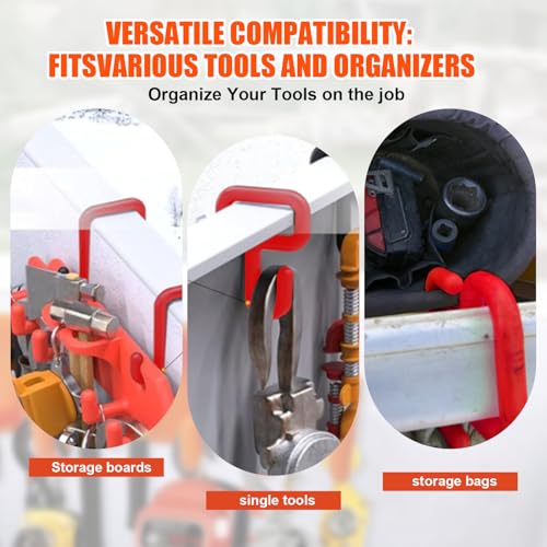 CNQLIS 2 Pack Red Bucket Hooks, Lineman Bucket Tool Holder Fits 2" Bucket Lip, Hooks for Aerial Baskets, Attach Tool Bags or Aprons, 40lbs - size: 2 Inch