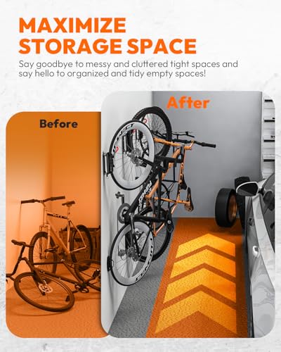 Swivel Bike Wall Mount Bike Rack Garage Organizer, Vertical Bike Hanger for Bicycle Rotating Wall Rack, Easy Installation with Wheel Hook (4 PACK) - size: 4 PACK