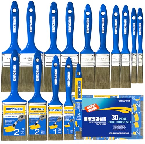 King Origin Versatile Paint Brush Set, 30 Pack, 5 Sizes Paint Brushes (0.5" 1" 1.5" 2" 2.5"), Small Paint Brushes for Walls, Furniture, Crafts - Detailed Painting & Larger Surface Coverage - color: 30 Pack, Multi-size