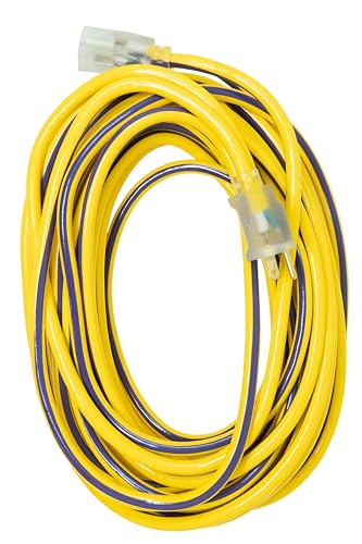 Southwire Heavy Duty Extension Cord, 50Ft, 12 Gauge, 3 Conductor, Neon Purpose Extension Cord, SJTW, Yellow and Purple, 2548SW0022