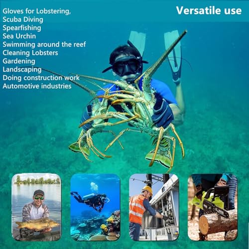 Lobster Gloves for Diving, Puncture and Cut Resistant Fishing Spearfishing Freediving Scuba Diving Gloves, Fully Coated Safety Work Glove for Men Women - size: X-Large