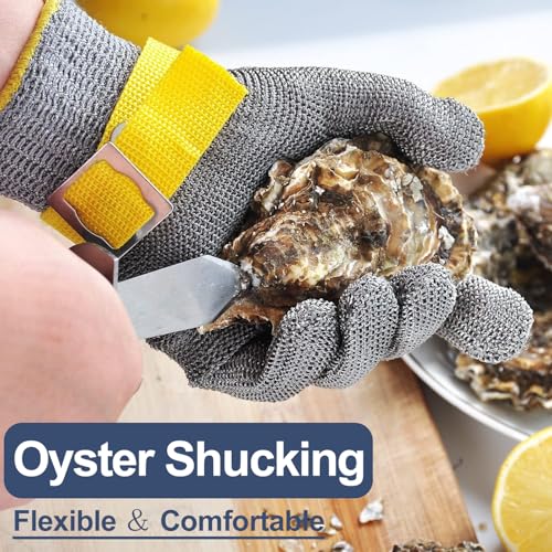 Dowellife ANSI A9 Cut Resistant Glove Food Grade, Stainless Steel Mesh Metal Knife Cutting Glove for Butcher Oyster Shucking Kitchen Mandoline Chef Slicing Fish Fillet (Large) - size: Large (Pack of 1)