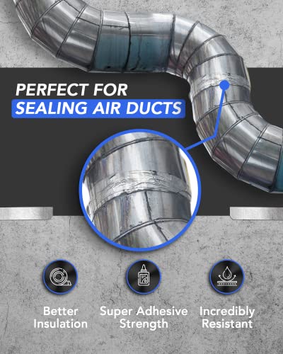 TapePlus Aluminum Foil Tape - Waterproof Insulation for HVAC Ducts - Heat Resistant Tape for Metal Repair - Duct Seal for Indoor & Outdoor Use - Pack of 2, 2 in x 210 ft, Silver - size: 2 Pack