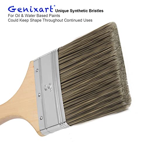 Double Thick Chip Paint Brush, Wood Stain Brushes for Painting Walls and Fence Staining, Wooden Handle Masonry Paintbrush for Varnish, Paste, Gesso and Limewash (3 inch)