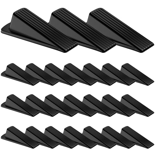 Crosize 24 Pack Door Stoppers for Bottom of Door, Premium Rubber Door Stops, Sturdy Wedge for Carpet, Tile, Concrete, Wood, Door Holder for Heavy Duty Door, Black - color: Black, size: Standard 24 Pack