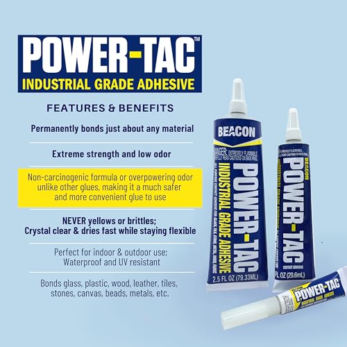 BEACON Power-Tac - The Ultimate All-Purpose Glue with Superior Strength, Low Odor, and Fast 10-Minute Dry Time, 2.5-Ounce, 2-Pack - size: 2.5-Ounce, style: 2-Pack