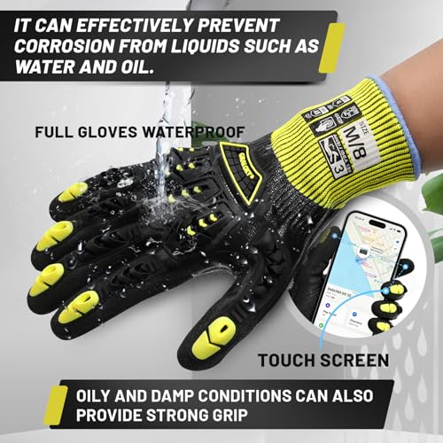 Safety Work Gloves, A5 Cut Resistant Gloves For Men Women, Level 3 Impact Gloves with TPR, Abrasion Level 4 - size: Medium