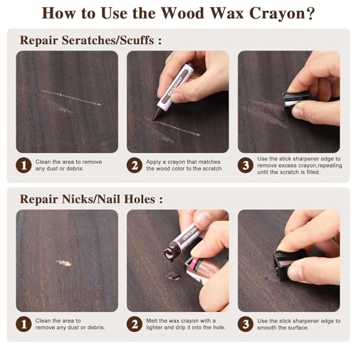 Dual Tip Furniture Markers Touch Up,Upgrade 13 Pcs Wood Markers Furniture Repair Kit,Touch Up Paint Pen and Wood Filler Putty Stick with Sharpener Kit,for Wood Stain Remover,Wood Floor Scratch Repair