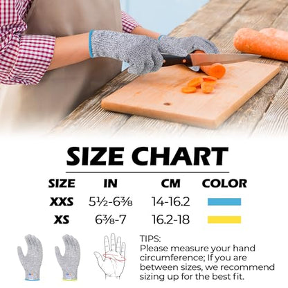 HANDLANDY Kids Cutting Gloves, Food Grade Safety Gloves for Cooking, Fishing, Whittling, Wood Carving - size: XX-Small