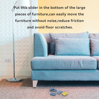 MY MIRONEY 12PCS Furniture Slider Pad Self Adhesive Carpet Ground Protector Square Moving Anti-Abrasion Floor Mat,1 1/5" x 1 1/5" - style: 1.2" x 1.2"; Blue; 12PCS