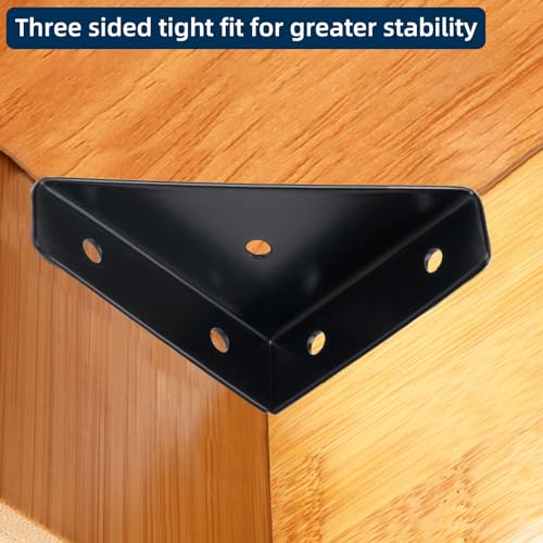 2-9/16" Corner Brace L Bracket for Wood – 10 Pack Solid Steel Triangle Bracket with Screws for Bookshelf/ Table/ Desk & Bed Frame Stabilization Repair – Easy DIY Fix for Shaky Furniture