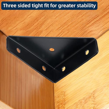 2-9/16" Corner Brace L Bracket for Wood – 10 Pack Solid Steel Triangle Bracket with Screws for Bookshelf/ Table/ Desk & Bed Frame Stabilization Repair – Easy DIY Fix for Shaky Furniture