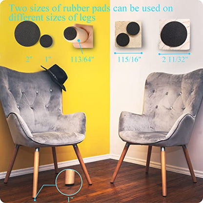 Non-Slip Furniture Pads,Solid Round Rubber Feet,12PCS 2 inch,20PCS 1",Stoppers,Self Adhesive Anti-Sliding Grippers for Bed,Couch,Table,Prevent Hardwood Floors Scratching Black - size: 1 Inch Round and 2 Inch Round
