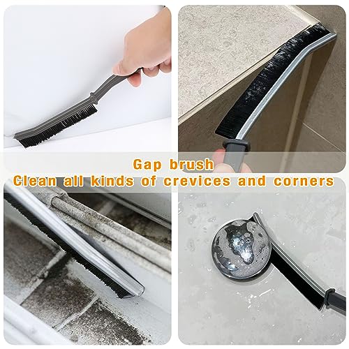 Kitchen Stove Gap Cleaning Nylon Scrub Brush, Hard-Bristled Crevice Cleaning Brushes Set for Range Hood Grease Grime, Clean Tiles Corners, Bathroom, Shower, Door Window Track (5 Pcs)