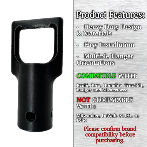 Heavy Duty Trimmer Attachment Hanger 4 Pack – Black – Wall Mount Hooks for Garage & Shed – Fits Ryobi, Toro, Homelite, Troy-Bilt, Badger, Masterforce Weed Eater, String Trimmer, Blower, Edger Tools - color: Black