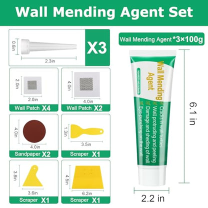 Drywall Repair Kit, 3 Pack Wall Repair Paste, Wall Mending Agent,Wall Surface Hole Fill Quick and Easy Solution - color: 3 Pack