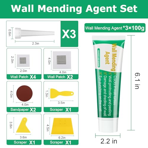 Drywall Repair Kit, 3 Pack Wall Repair Paste, Wall Mending Agent,Wall Surface Hole Fill Quick and Easy Solution - color: 3 Pack