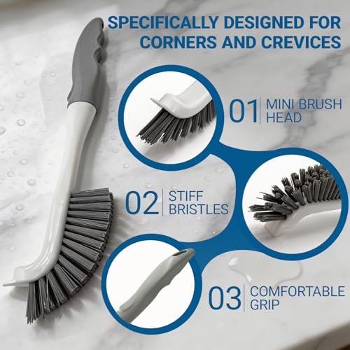 3 Pack Hard Bristle Scrub Brush Set, Heavy Duty Cleaning Brushes with Ergonomic Handle, Specifically Designed for Bathroom, Shower, Bathtub, Tub, Carpet, Floor, Grout, Tile