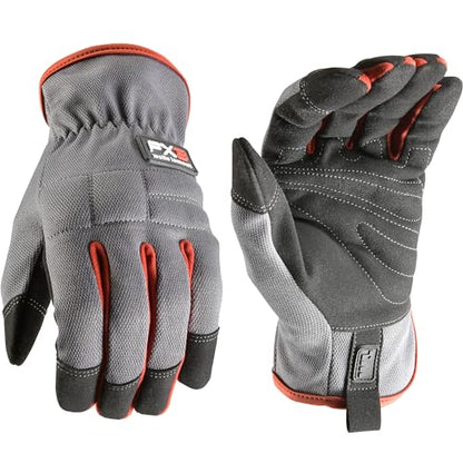 Wells Lamont Men's Work Gloves - 4-Way Stretch Nylon/Spandex - Padded Palms & Knuckles - Touchscreen Compatible - Breathable Mesh - Shirred Elastic Wrist - Ideal for Tool Handling - Gray - M - size: Medium