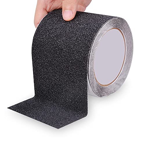 Qingluan Anti Slip Tape, Heavy Duty Grip Tape Outdoor Waterproof, High Adhesive Traction Safety Tape for Stairs, Tread Steps, Ramps, Skateboards (Black, 44 Inch x 33 Feet) - color: Black, size: 4 Inch x 32.8ft