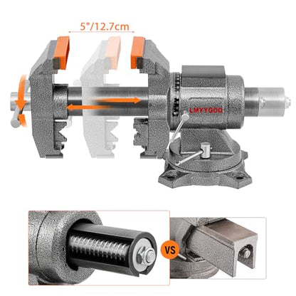 Bench Vise, 5inch Width 5inch Jaw Opening, 360° Swivel Base, Multipurpose Heavy Duty Workbench Vise with Anvil and 1 Pair Vise Jaw Pad, Table Vise Clamp force 5500LBS - size: 5IN Bench Vise
