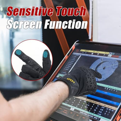 HANDLANDY Mens Work Gloves Touch screen, Utility Mechanic Gloves, Flexible Breathable Fit- Padded Knuckles & Palm - color: Black, size: Medium