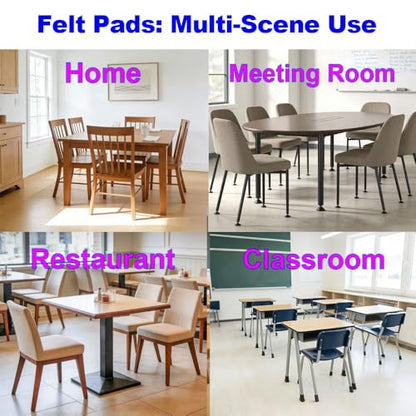 No Lost Pads! Felt Chair Leg Glides for Hard Floors – Easy Glide, Scratch Protection, Chair Feet, Not Adhesive Backing | 25mm (1") Round, 80 Pcs - size: 1" Round Gray