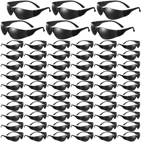 50 PCS Safety Glasses Bulk Unisex Tinted Safety Goggles with ANSI Z87.1 Impact & Scratch Resistant, UV Protection, Ploycarbonate Safety Sunglasses for Construction Lab Work Carpentry Outdoor - color: Black-50 Pcs, size: Wide temples