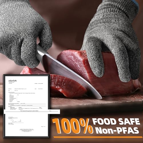 Schwer 2 Pairs ANSI A6 Cut Resistant Gloves, Food Grade Cutting Gloves for Kitchen Food Prep, Mandoline Gloves for Meat Cutting, Oyster Shucking, Knife Proof, Wood Carving, CR1401, S - size: Small