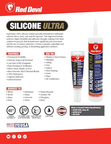 Red Devil 0795 Silicone Ultra 100% RTV Silicone Sealant, 2.8 oz. Tube, Clear, 12 Pack - color: Clear, size: 12 - Pack, style: 2.8 oz.