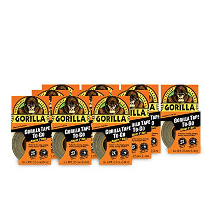 Gorilla 6100101-10 Duct Tape to-Go, 1" x 10 yd, Black, (Pack of 10), 10-Pack, 10 Piece - size: 10 - Pack