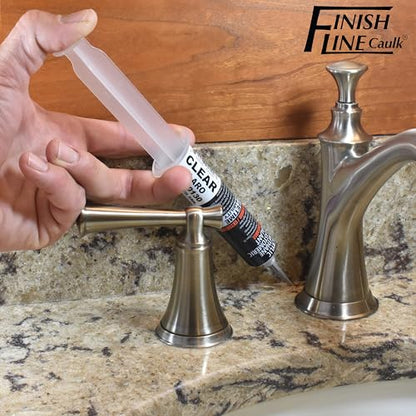 Precision Caulking Tool Kit with Storage Box & Finger Cots – Refillable Caulking Syringe Applicator with Micro-Fine Replaceable Tips for Baseboards, Trim & Small Crack Sealing - style: Finish Line Caulk Pro Syringe Applicator with Carrying Case