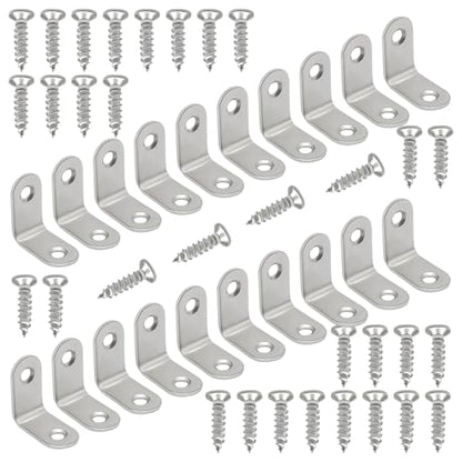 20 Pack 90 Degree Bracket, 1.2x1.2x0.6 Inch Stainless Steel Corner Braces with Screws, Heavy Duty L Bracket for Furniture, Shelves, Tables, Cabinets DIY Woodworking & Repair(Silver) - size: 1.2 x 1.2 Inch