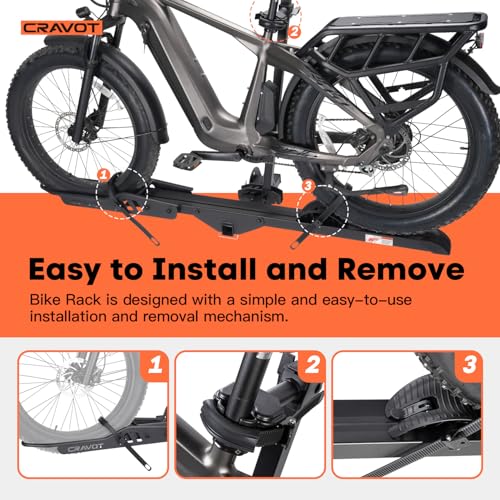 CRAVOT CyberRack E1 Ebike Rack, 100 lbs Capacity Foldable Bike Racks for Tow Hitch Heavy Electric Bike Carrier for 1 E-Bike, Up to 5-inch Fat Tire 2'' Receiver w/Lock - style: E1-25-100lbs