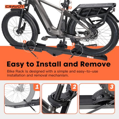 CRAVOT CyberRack E1 Ebike Rack, 100 lbs Capacity Foldable Bike Racks for Tow Hitch Heavy Electric Bike Carrier for 1 E-Bike, Up to 5-inch Fat Tire 2'' Receiver w/Lock - style: E1-25-100lbs
