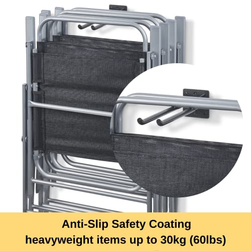 Ladder Hangers for Garage Wall - Hooks Heavy Duty - Hooks for Garage Wall Hanging - Shed, Yard and Garage Tool Hanger for Folding Chairs, ladders and Garden Tools