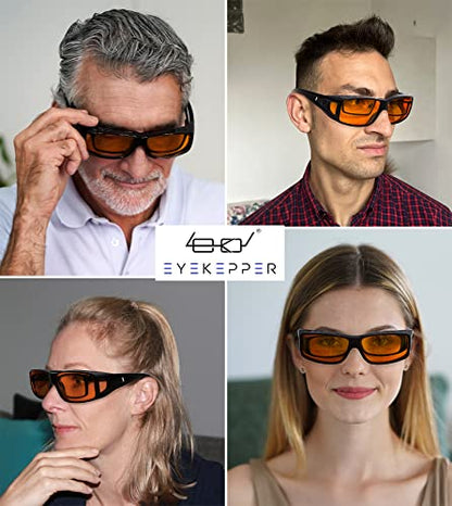 Eyekepper 100% Blue Light Reduction,Fitover Anti-Blue Blocking Computer Glasses Amber Lenses, Tortoise - color: 1805-tortoise-100% Blue Light Blocking