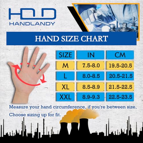 HANDLANDY Mens Work Gloves Touch screen, Utility Mechanic Gloves, Flexible Breathable Fit- Padded Knuckles & Palm - color: Black Red, size: Medium