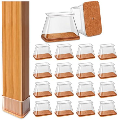 28Pcs Chair Leg Floor Protectors Rectangle for Hardwood Floors Silicone Caps Covers Felt Furniture Pads Clear Chair Sliders, Protect The Floor from Scratches(Fit:L 1.5"-2",W 0.75"-1") - size: Large