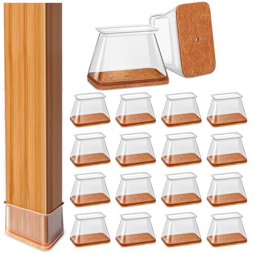 28Pcs Chair Leg Floor Protectors Rectangle for Hardwood Floors Silicone Caps Covers Felt Furniture Pads Clear Chair Sliders, Protect The Floor from Scratches(Fit:L 1.5"-2",W 0.75"-1") - size: Large