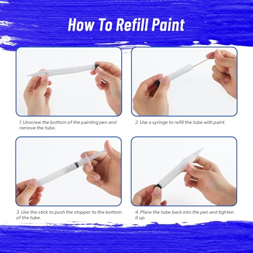 Fillable Touch Up Paint Pen Brush, 3 Pcs Paint Pen for Wall Touch Up, Refillable Paint Pens for Walls, Wood Floors, Cabinets, Windows, Doors,Refillable Touch-Up Paint Pens