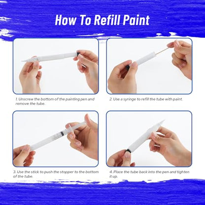 Fillable Touch Up Paint Pen Brush, 3 Pcs Paint Pen for Wall Touch Up, Refillable Paint Pens for Walls, Wood Floors, Cabinets, Windows, Doors,Refillable Touch-Up Paint Pens