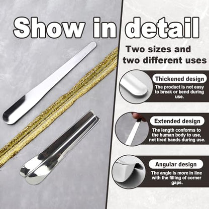 2 Pack Caulking Tool Kit, Grout Cleaning Tool, Metal Caulking Finishing Tools for Wall Tile, Grout Removal Tools for Tile, Grout Application Tool for Inside and Outside Corners