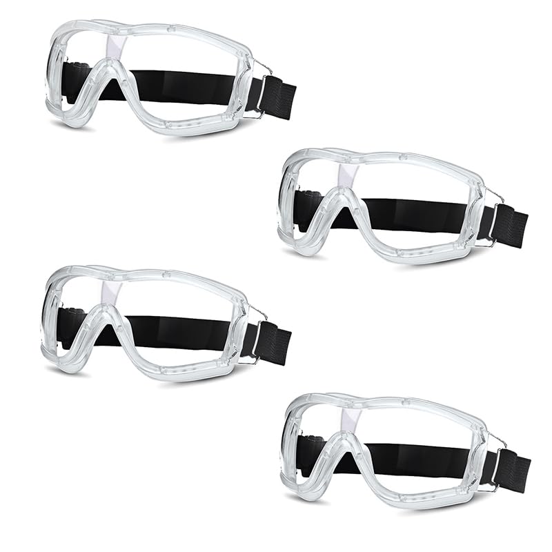 Kids Safety Goggles, Kids Lab Goggles,Soft silicone nose cushion and adjustable headband - color: 4 Pack Clear-white